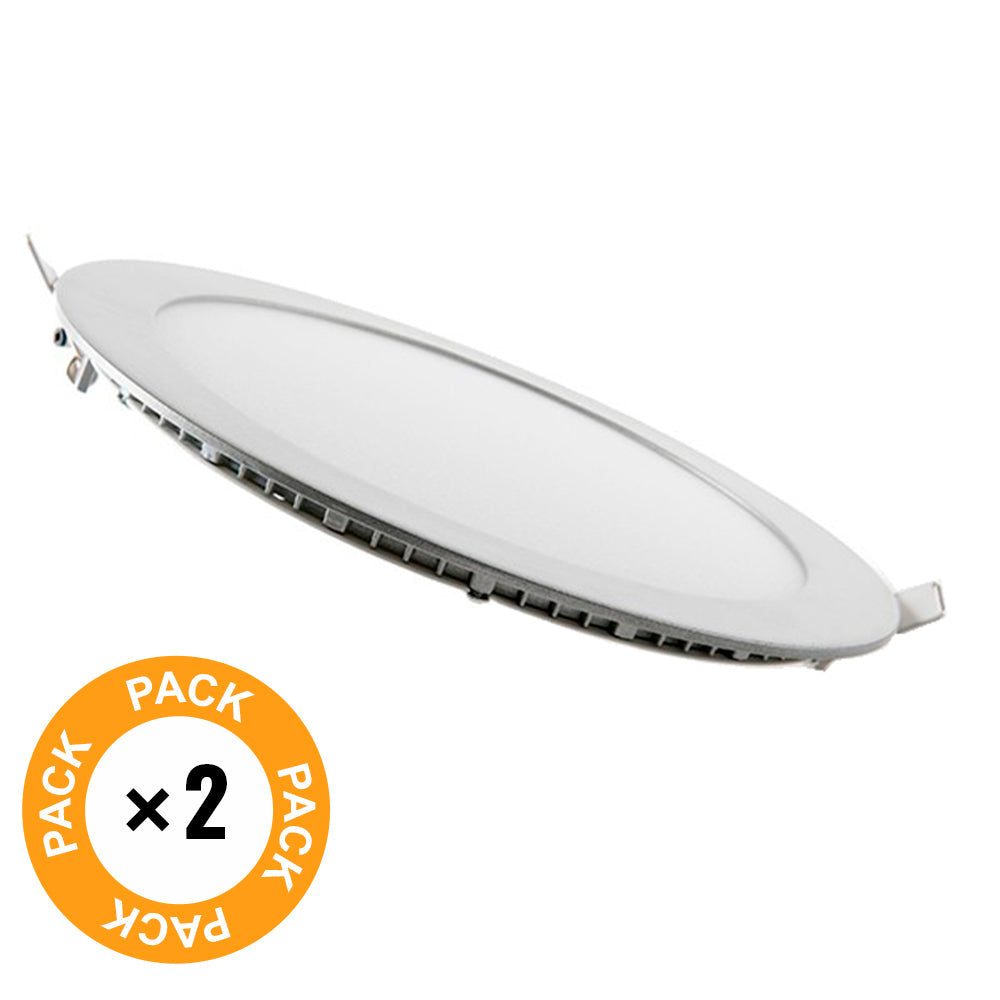 Pacote de 2 painéis LED 18W 1800Lm 6000ºK Circular 40.000H