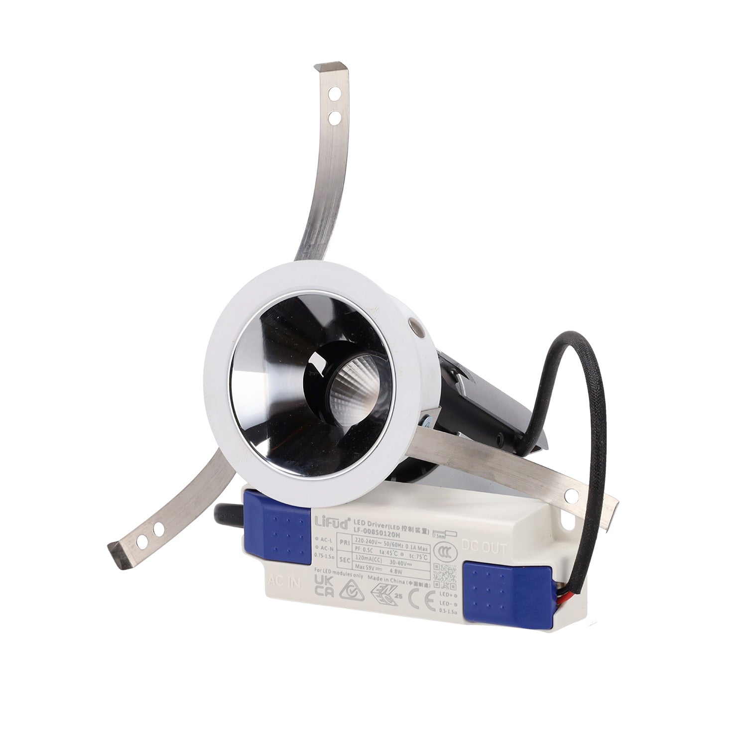 Refletor de teto LED COB embutido - 5W - Ajustável - Baixo UGR - Ø50mm