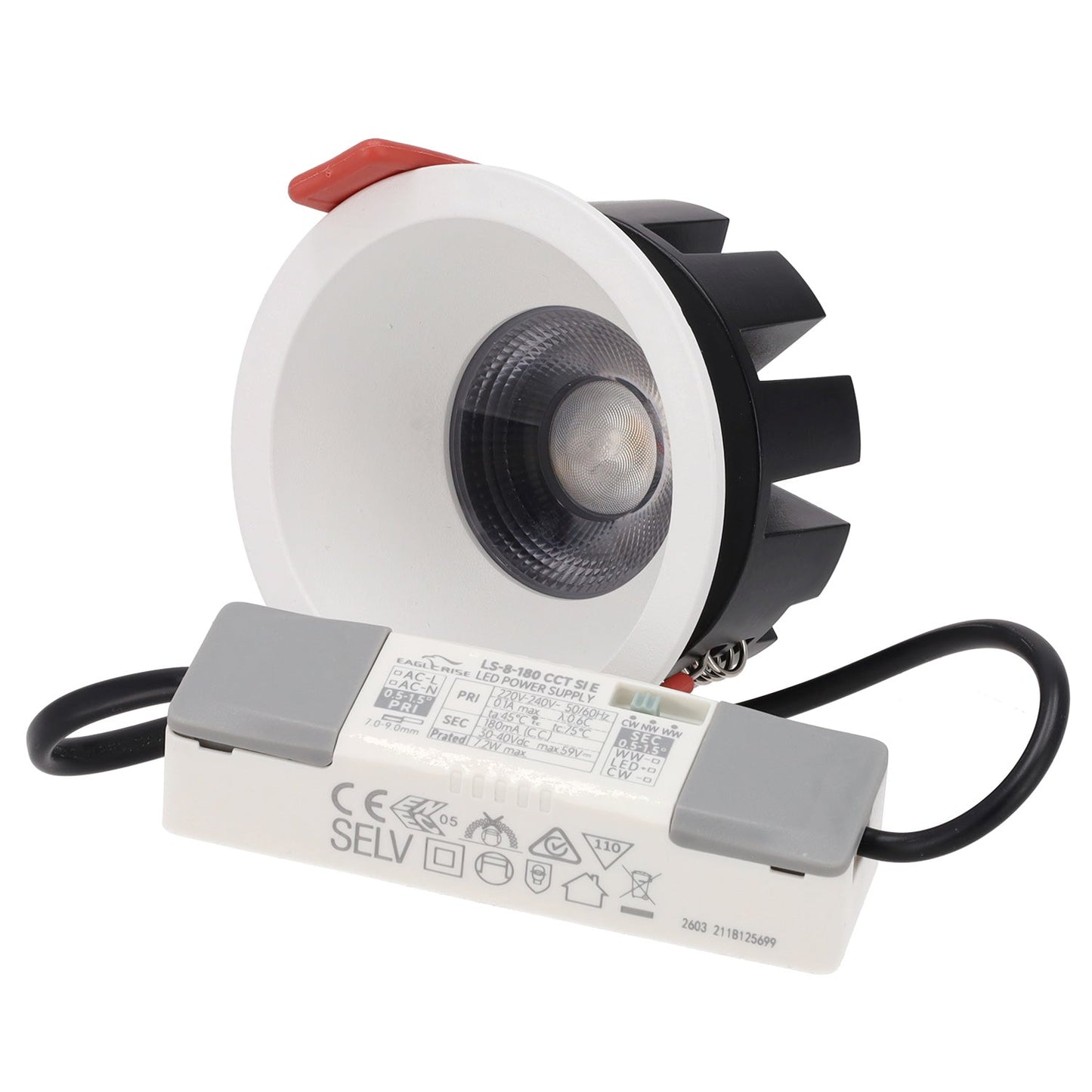 Luminária de embutir LED CCT 8W com chip OSRAM e recorte de Ø 75mm