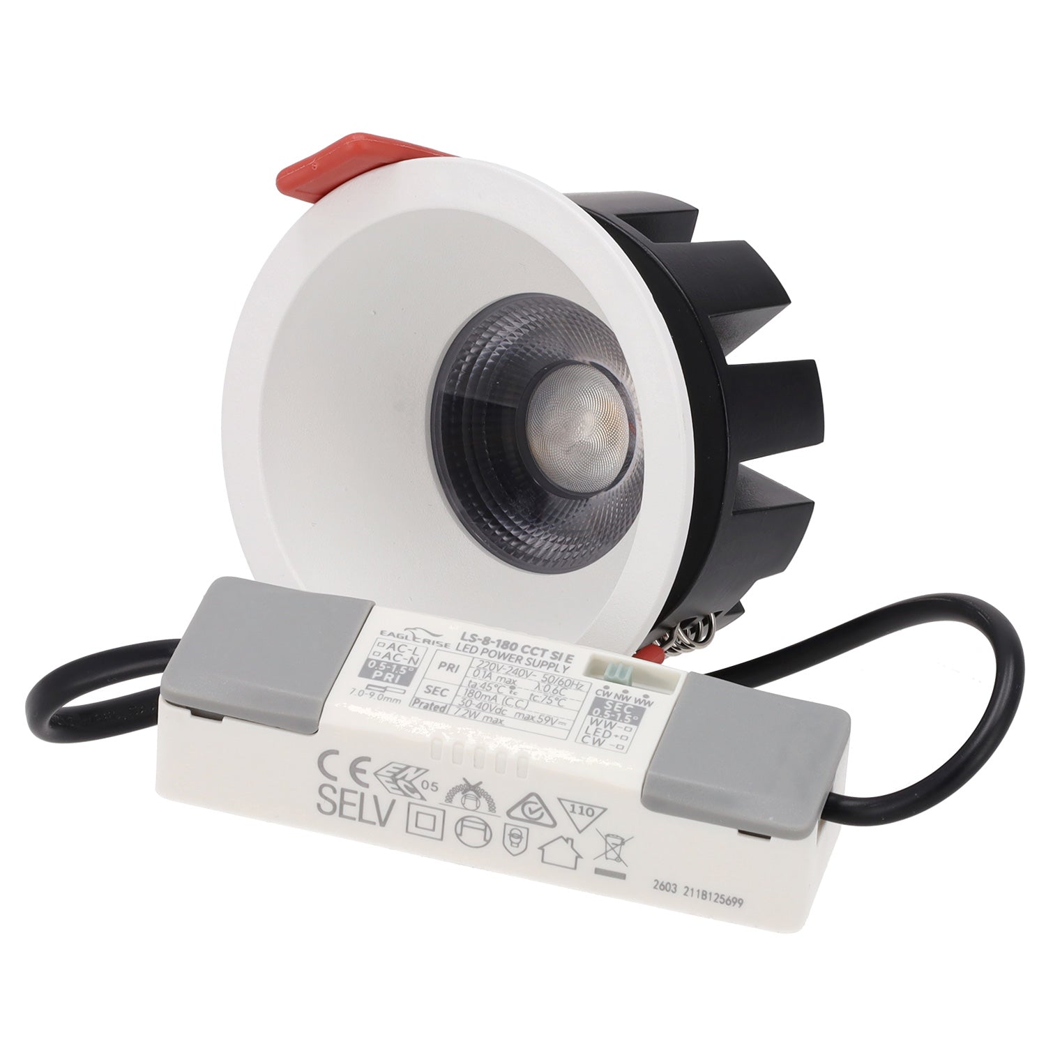 Luminária de embutir LED CCT 8W com chip OSRAM e recorte de Ø 75mm