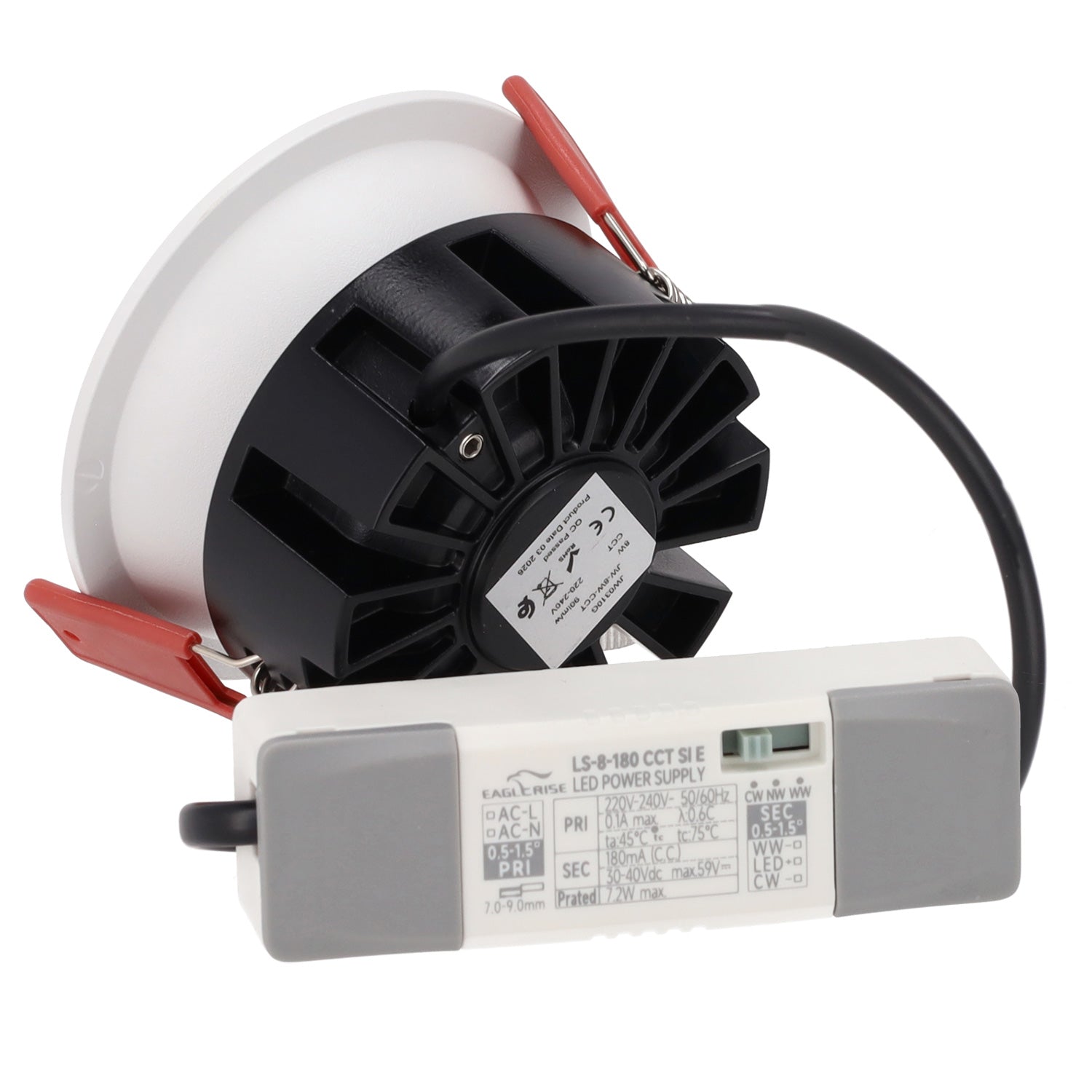 Luminária de embutir LED CCT 8W com chip OSRAM e recorte de Ø 75mm