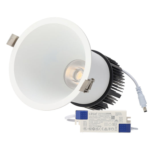 Downlight LED Embutido 10W 90Lm/W CRI>95 4000ºK Driver Lifud 50.000H Branco Natural