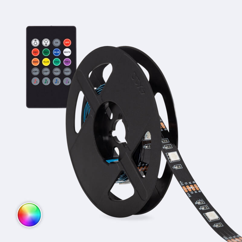 Fita LED 5V RGB 24 LED/m 2m IP20 Kit com USB para Televisão
