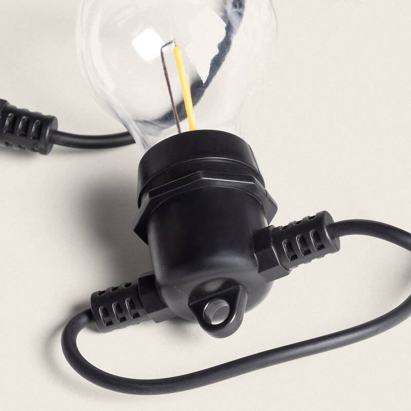 Kit Grinalda Luzes Exterior 5m Preto + 5 Lâmpadas Filamento LED E27 24V