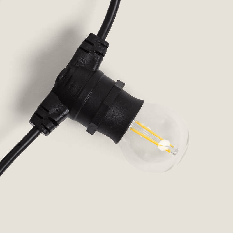 Kit Grinalda Luzes Exterior IP44 5m Preto + 5 Lâmpadas Filamento LED B22 2W G45