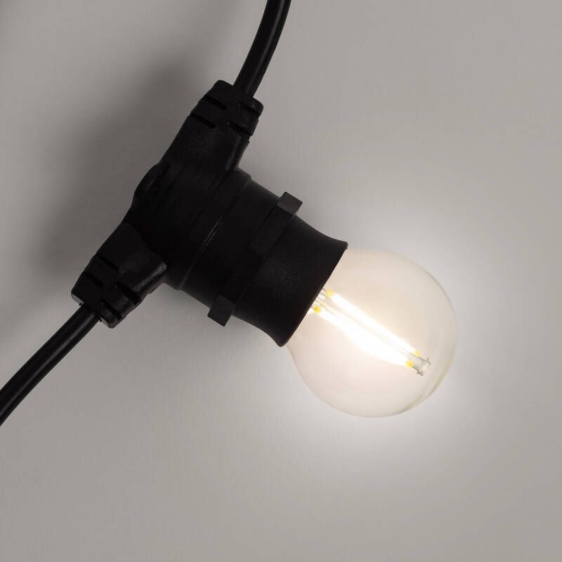 Kit Grinalda Luzes Exterior IP44 5m Preto + 5 Lâmpadas Filamento LED B22 2W G45