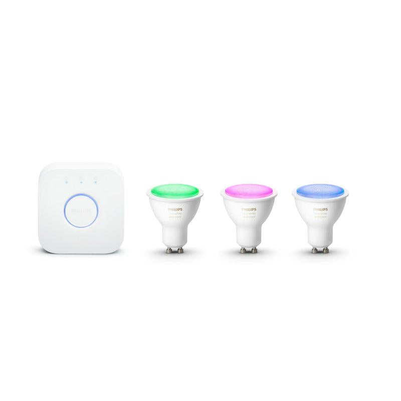 Kit Início Lâmpadas Inteligentes LED GU10 3x4,3W 350 lm PHILIPS Hue White Color