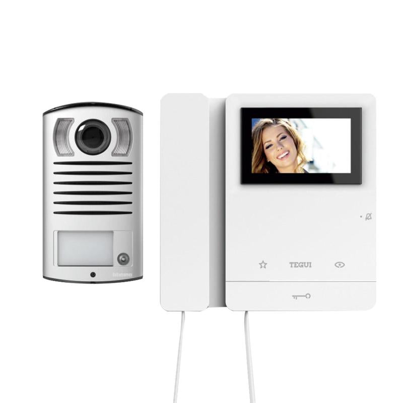 Kit Vídeo-Porteiro 1 Moradia 2 Fios com Placa LINEA 2000 e Ecrã Série 8 TEGUI 378121