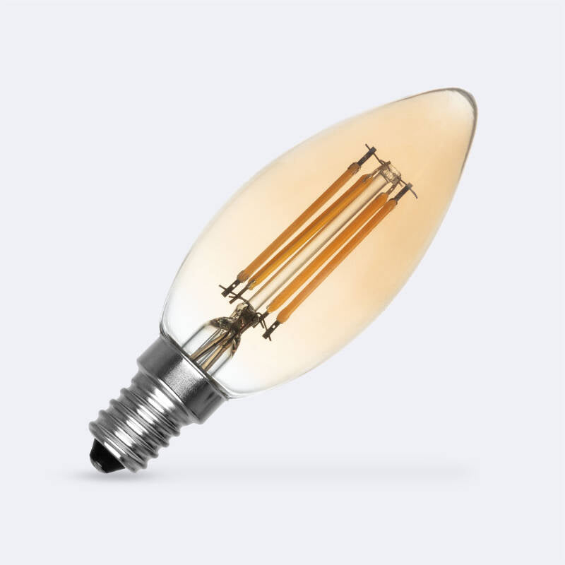 Lâmpada Filamento LED E14 6W 600 lm Regulável C35 Vela Gold