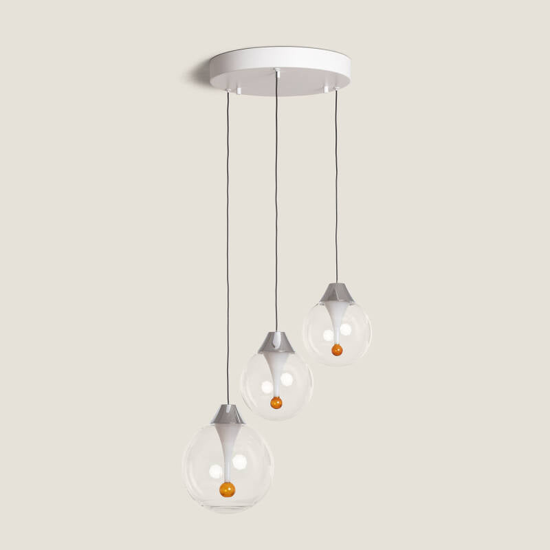 Candeeiro Suspenso Vidro LED 30W Liborina 3 Focos