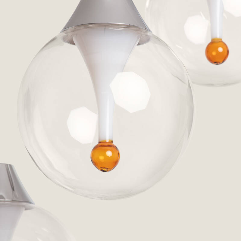 Candeeiro Suspenso Vidro LED 30W Liborina 3 Focos