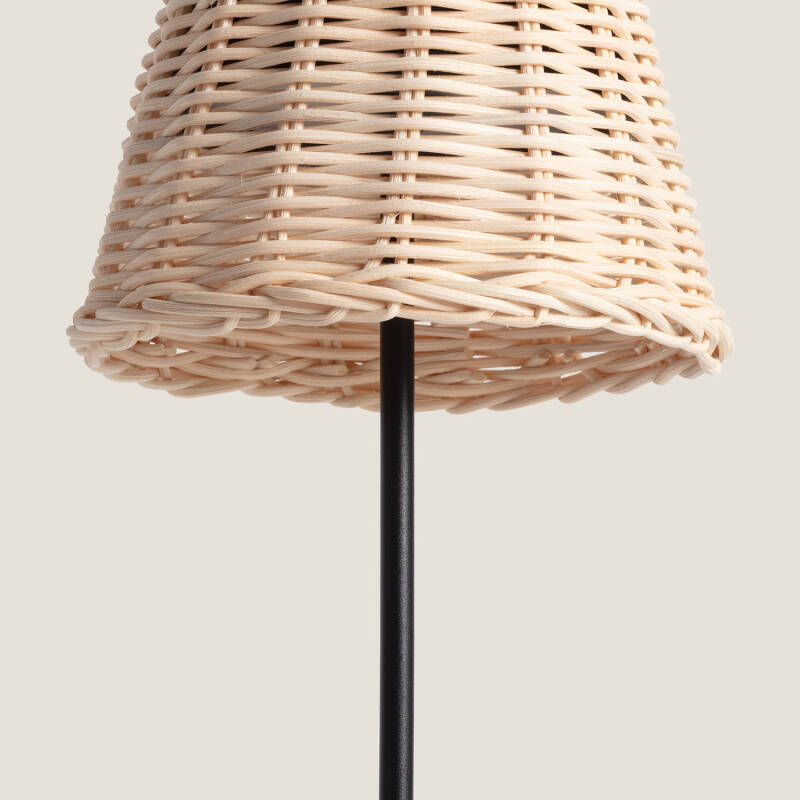Candeeiro de Mesa LED Portátil para Exterior com Bateria USB Recarregável, em Alumínio e Rattan Medinilla