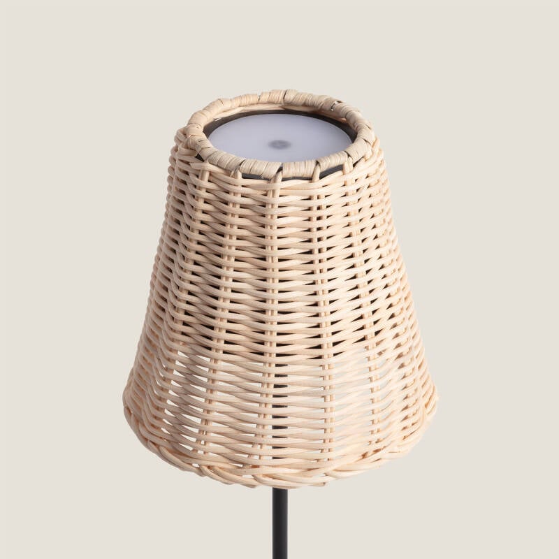 Candeeiro de Mesa LED Portátil para Exterior com Bateria USB Recarregável, em Alumínio e Rattan Medinilla