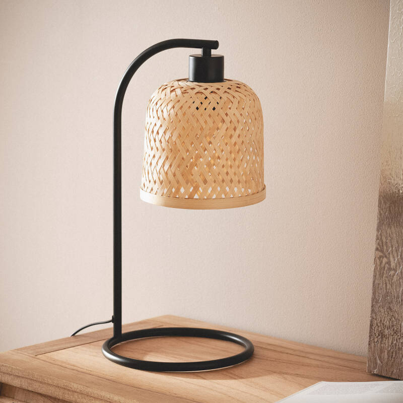 Candeeiro de Mesa em Metal e Bambu Adola