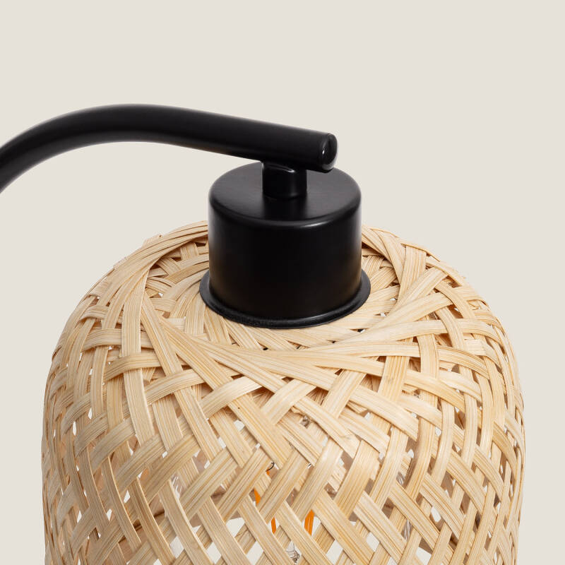 Candeeiro de Mesa em Metal e Bambu Adola
