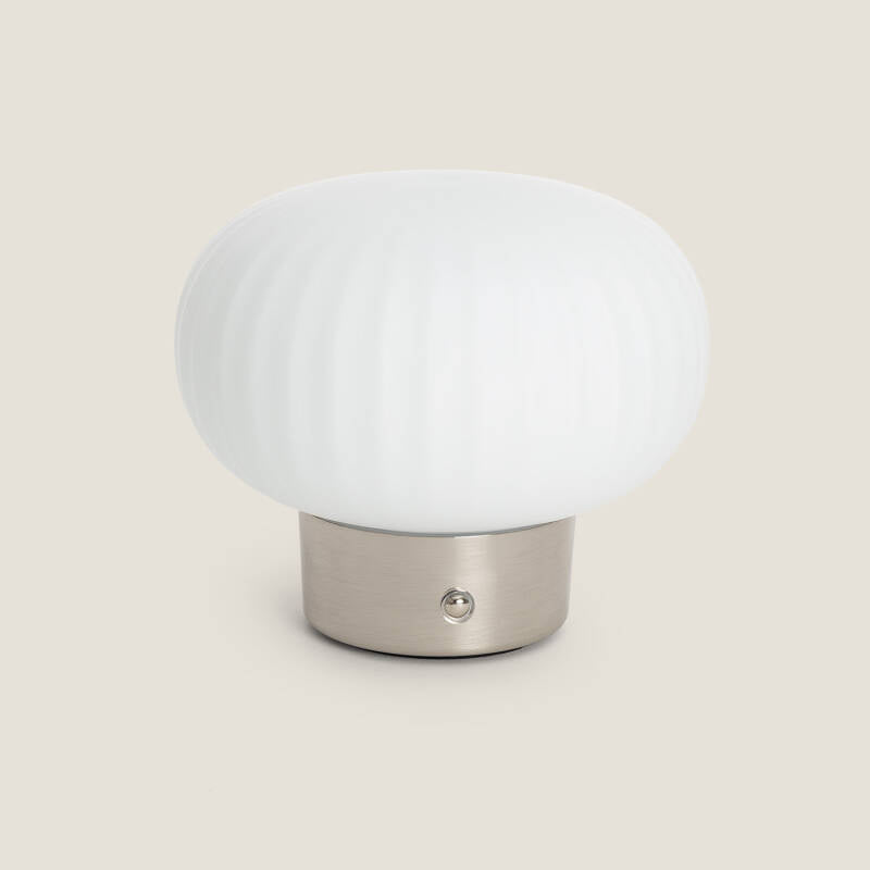 Candeeiro de mesa LED portátil para exterior em metal e vidro com bateria USB recarregável Aluzna