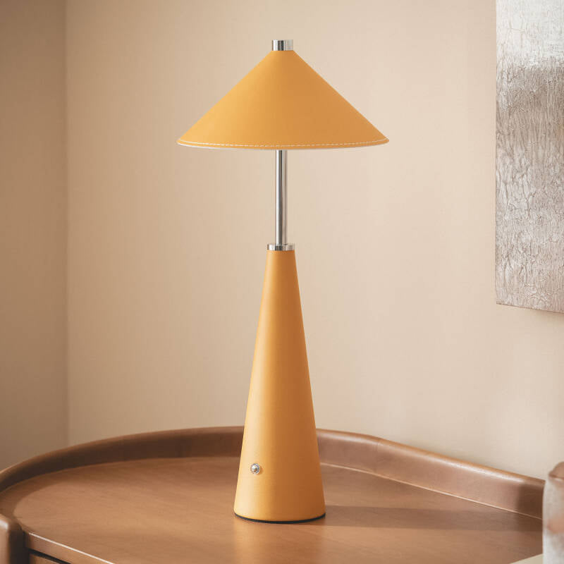 Candeeiro de Mesa LED Portátil em Couro e Metal com Bateria USB Recarregável Tyu Tule