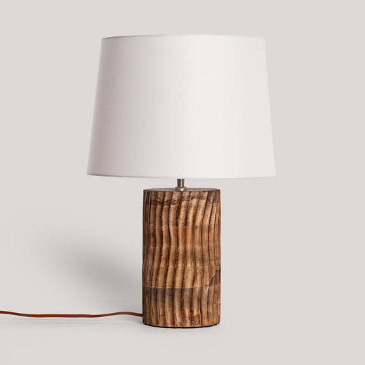 elegante Candeeiro de Mesa Madeira Shruti ILUZZIA