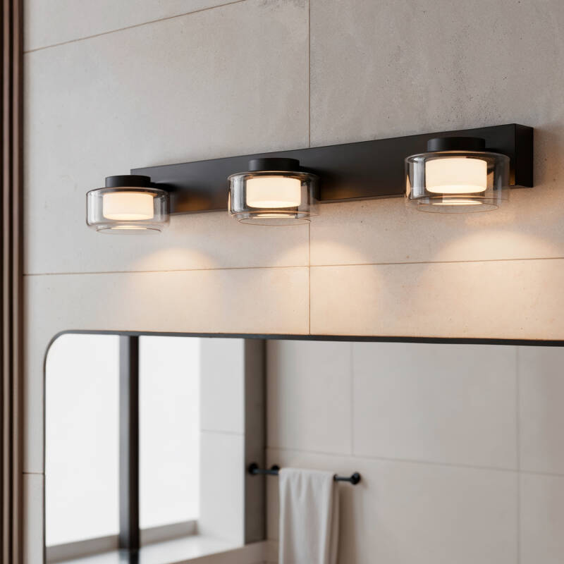 Candeeiro de Parede LED 12W Casa de Banho Metal e Vidro Zisna