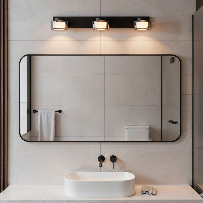 Candeeiro de Parede LED 12W Casa de Banho Metal e Vidro Zisna