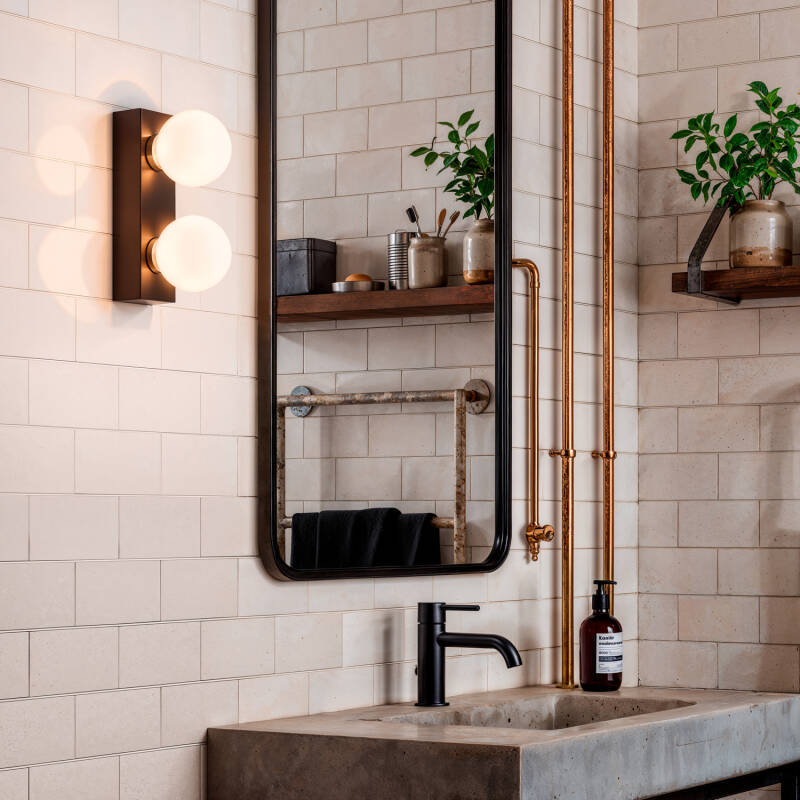 Candeeiro Parede de Casa de Banho Metal 2 Focos Aizkra