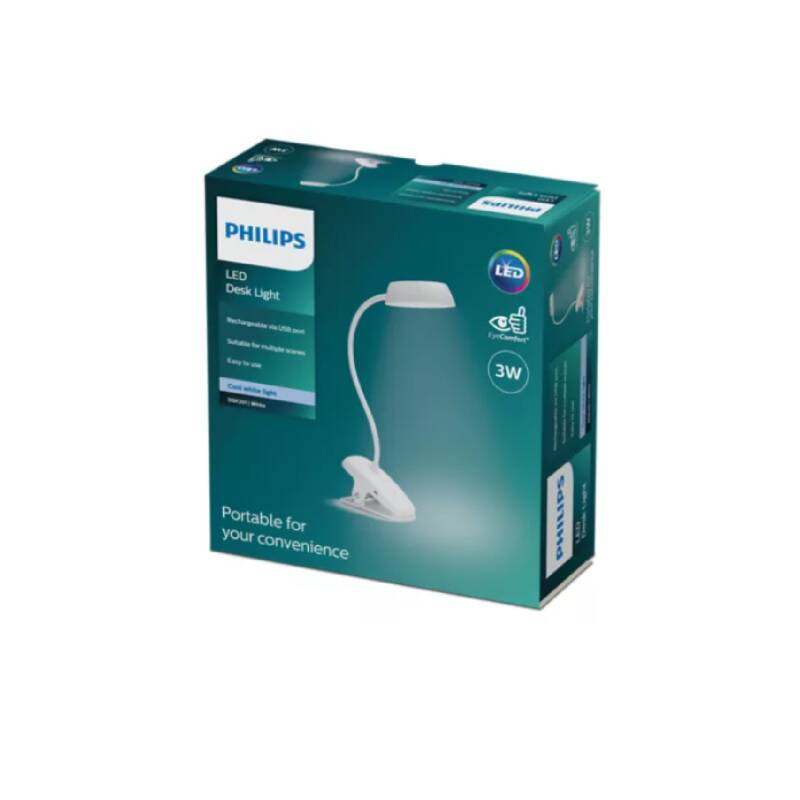 Candeeiro LED Flexo Secretária Philips Donutclip