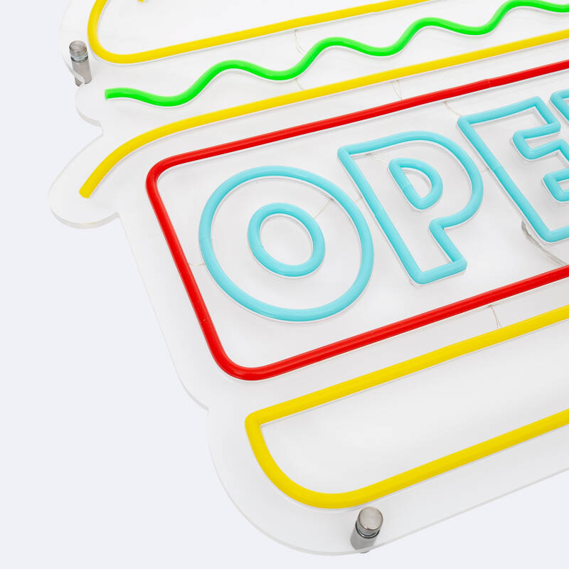 Letreiro Neon LED Open Burguer