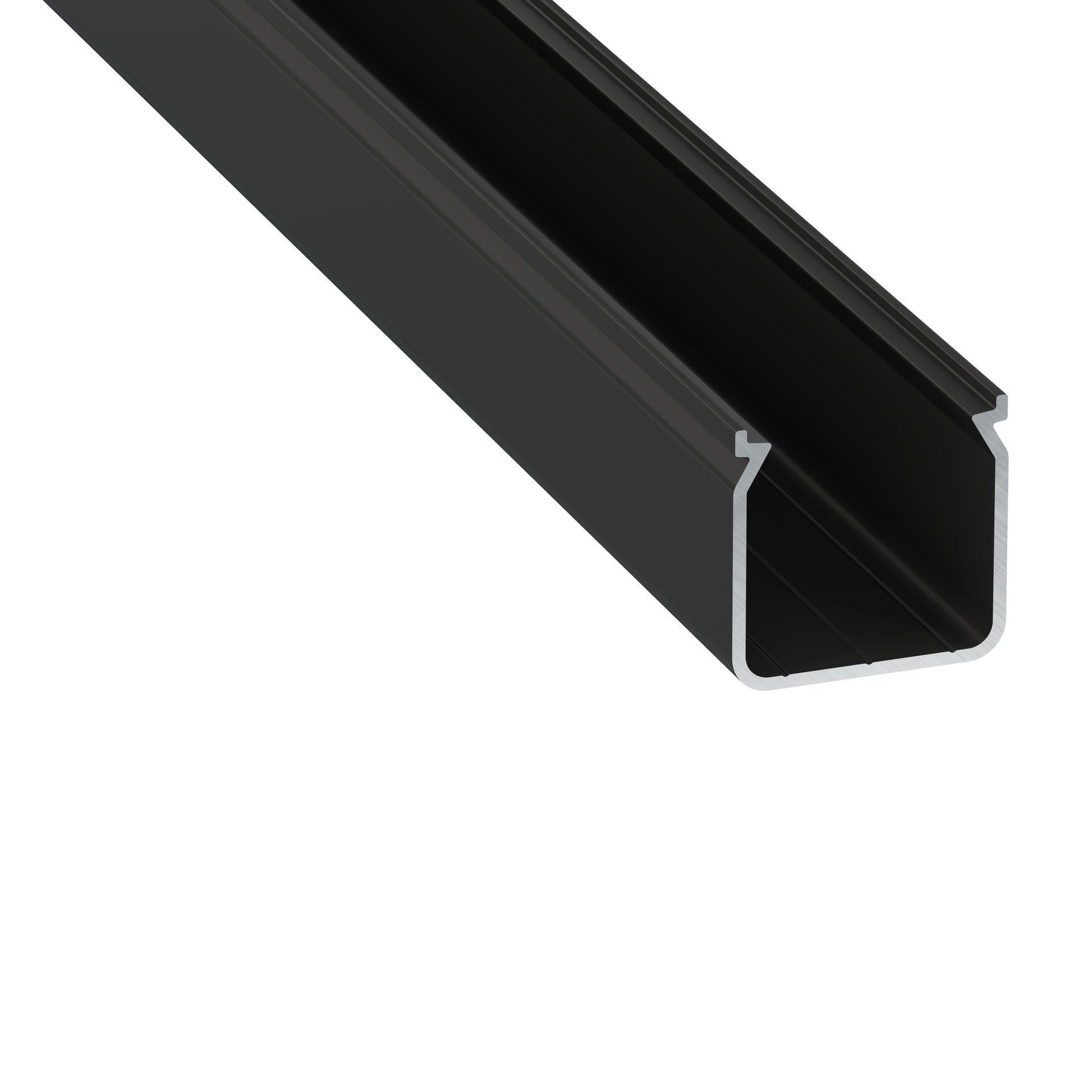 Perfil de alumínio anodizado preto KIMERA-HELSE com difusor opalino e tampas de extremidade 2,02M
