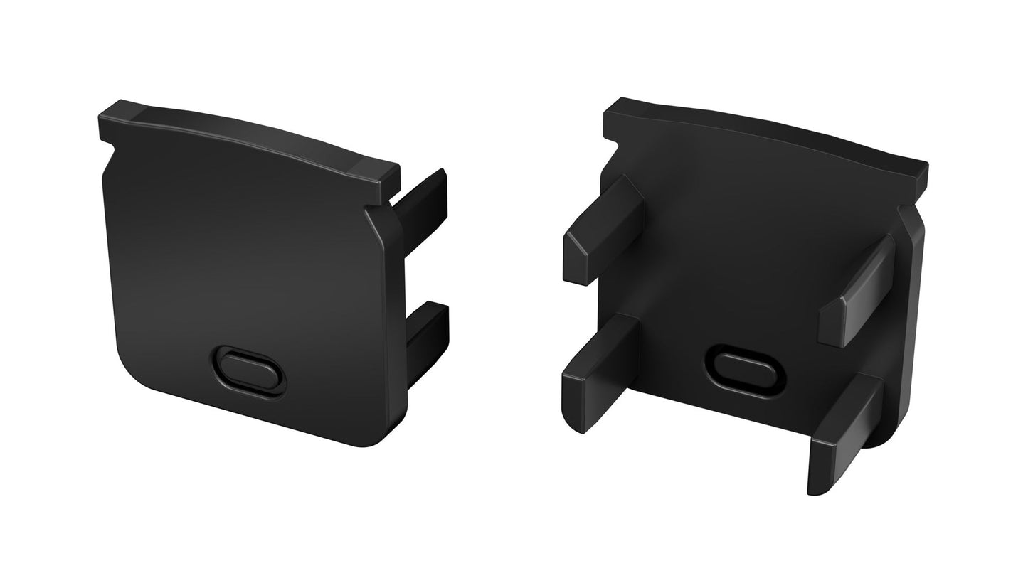 Perfil de alumínio anodizado preto KIMERA-HELSE com difusor opalino e tampas de extremidade 2,02M