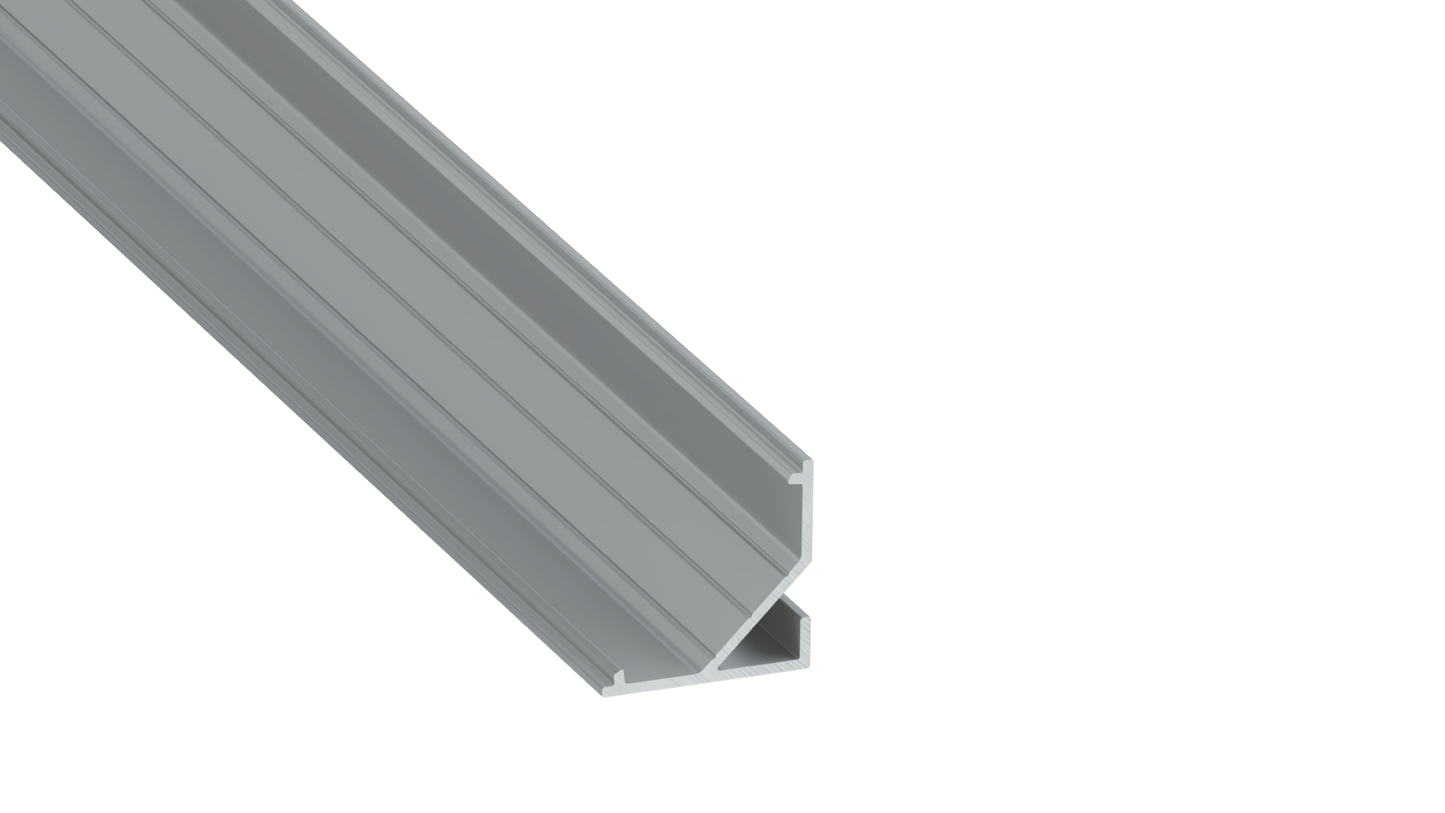 KIMERA-"ARRE" Perfil de alumínio anodizado prateado com difusor opalino, tampas de extremidade e clipes de montagem 2,02 m