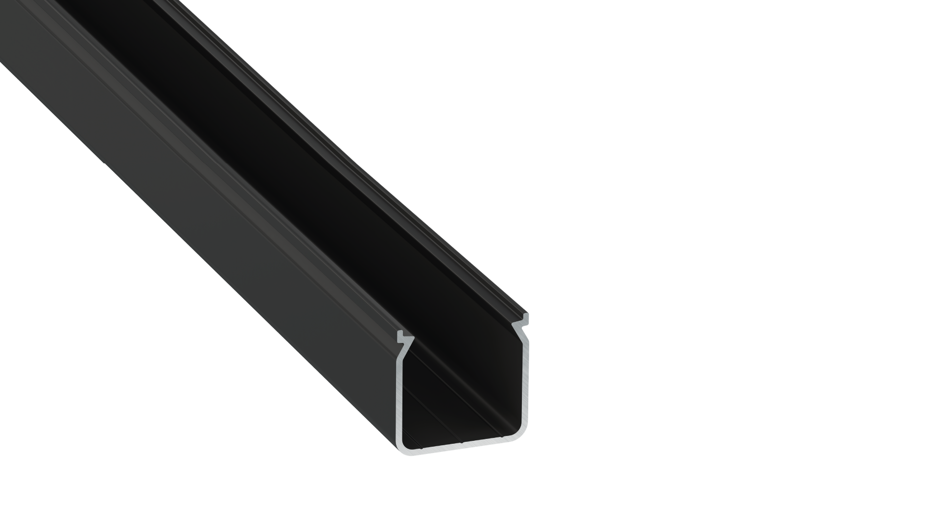KIMERA-"HELSE" Perfil de alumínio anodizado preto com difusor opalino, tampas de extremidade e clipes de montagem 2,02 m