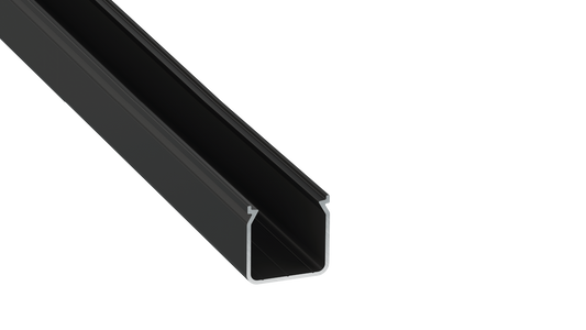 KIMERA-"HELSE" Perfil de alumínio anodizado preto com difusor opalino, tampas de extremidade e clipes de montagem 2,02 m