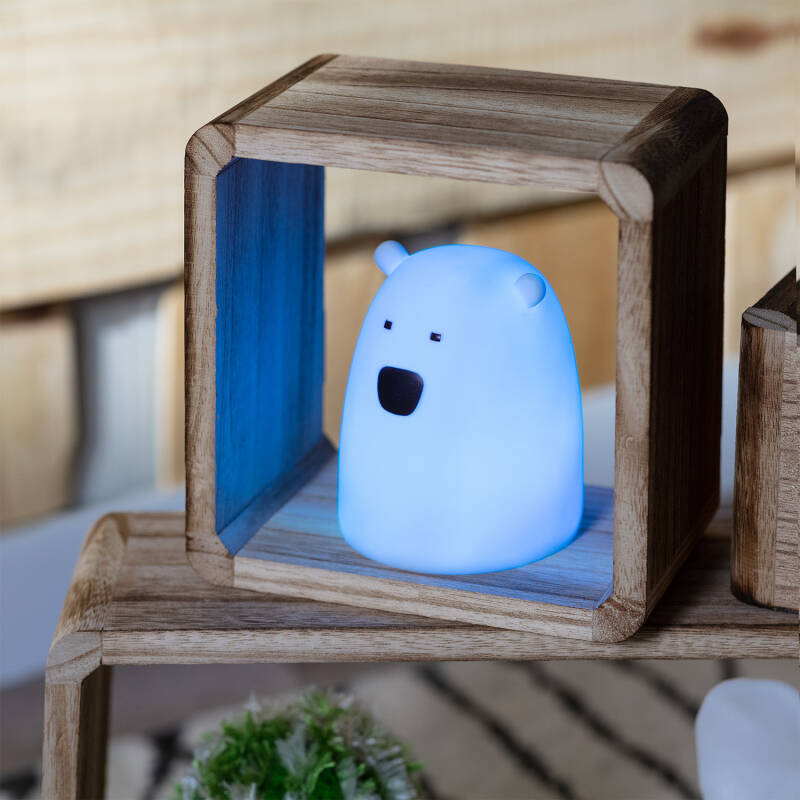 Luz Nocturna LED Urso Multicor de Mesa de Cabeceira para crianças a pilhas