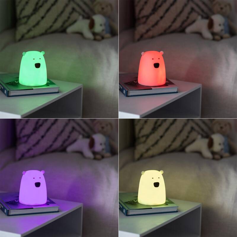 Luz Nocturna LED Urso Multicor de Mesa de Cabeceira para crianças a pilhas