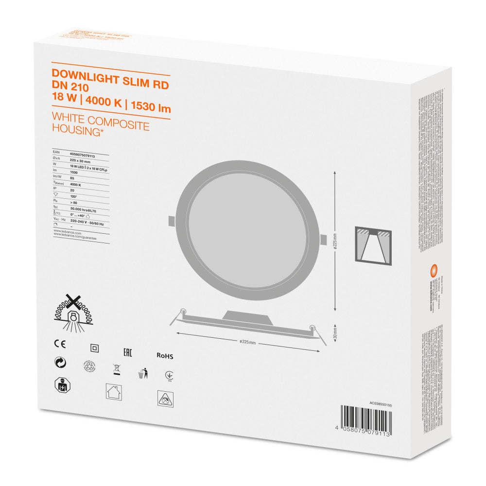 LEDVANCE Downlight LED 18W 1530Lm 4000K 120º IP20