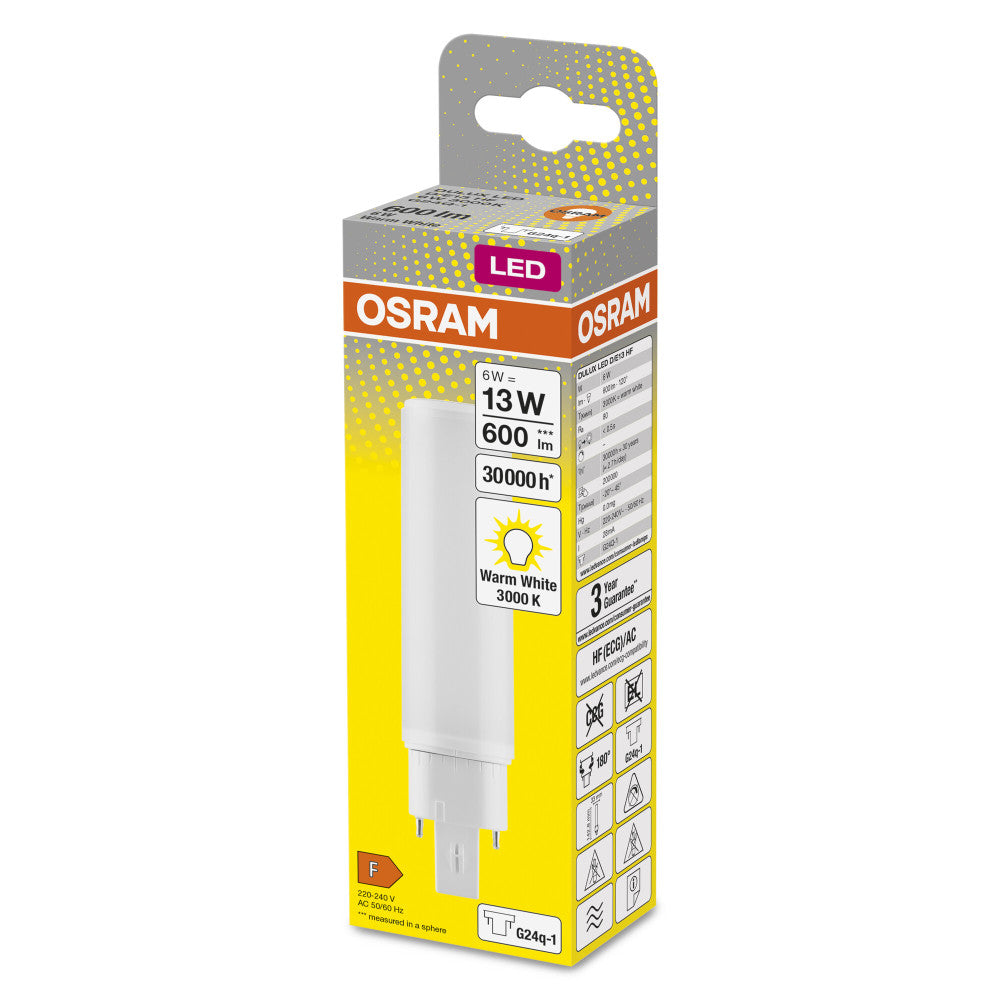 Lâmpada LED Ledvance/DULUX G24q 1 6W 600Lm 3000K 120º IP20