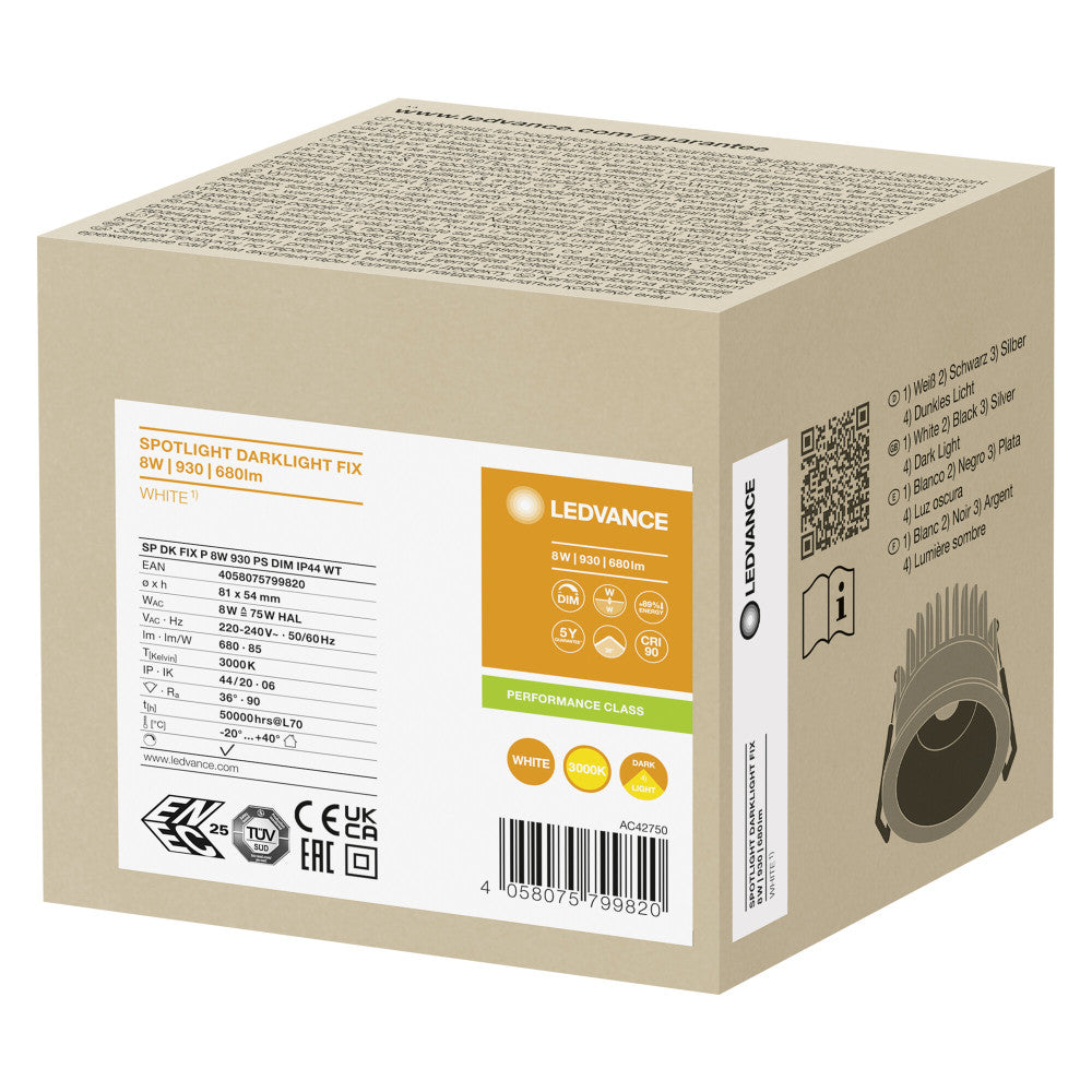 Foco LED LEDVANCE 8W 680Lm 3000K 36º IP44 Regulável