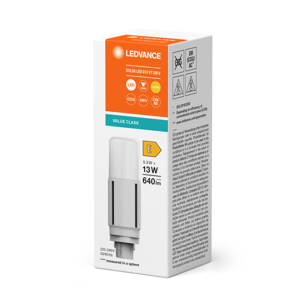 Ledvance/DULUX G24d Lâmpada LED 5.5W 640Lm 3000K 300º IP20