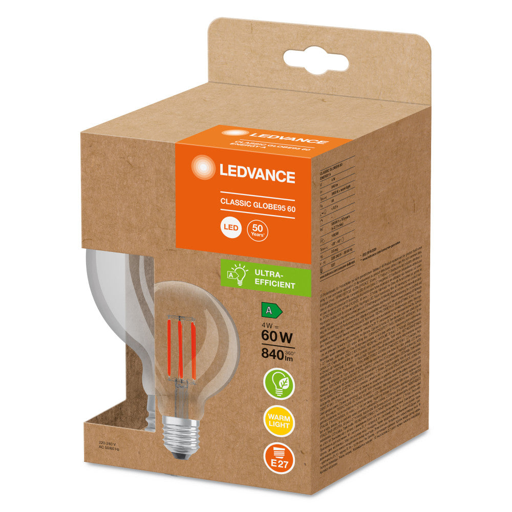 Lâmpada LED Ledvance/Osram "Clássica" E27 4W 840Lm 3000K 320º IP20