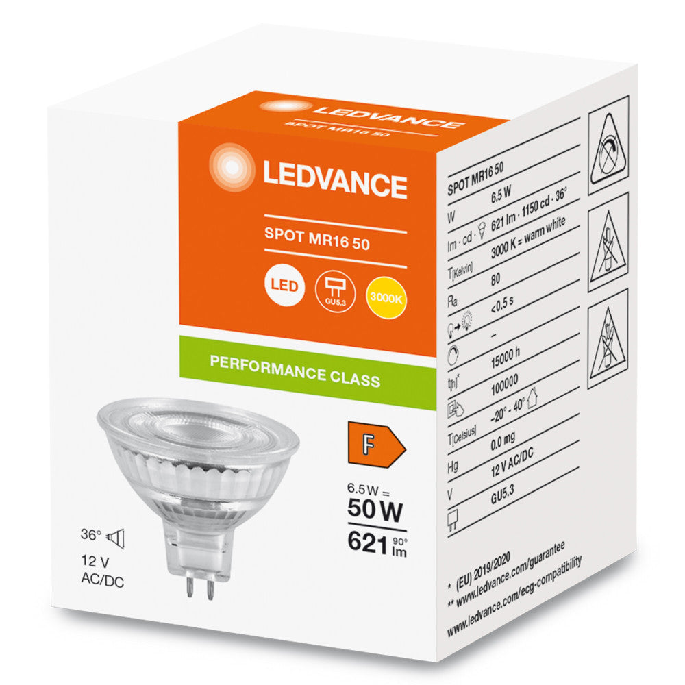 Lâmpada Foco LED Ledvance/Osram GU5.3 6.5W 621Lm 3000K 36º IP20