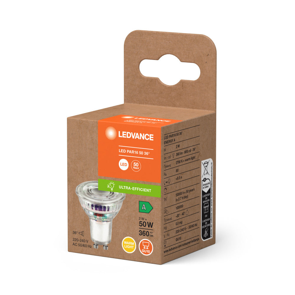 Lâmpada Foco LED Ledvance/Osram GU10 2W 360Lm 2700K 36º IP20