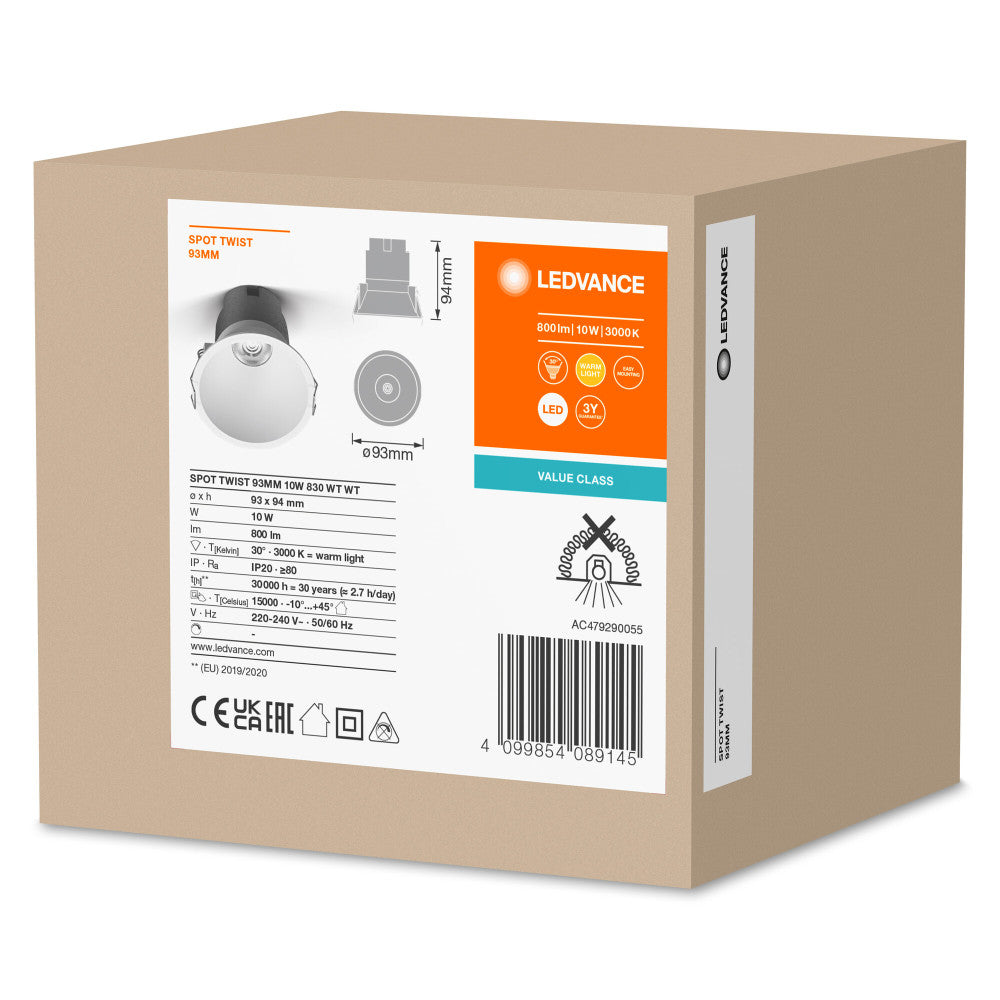 Ledvance Foco LED 10W 800Lm 3000K 30º IP20/IP20