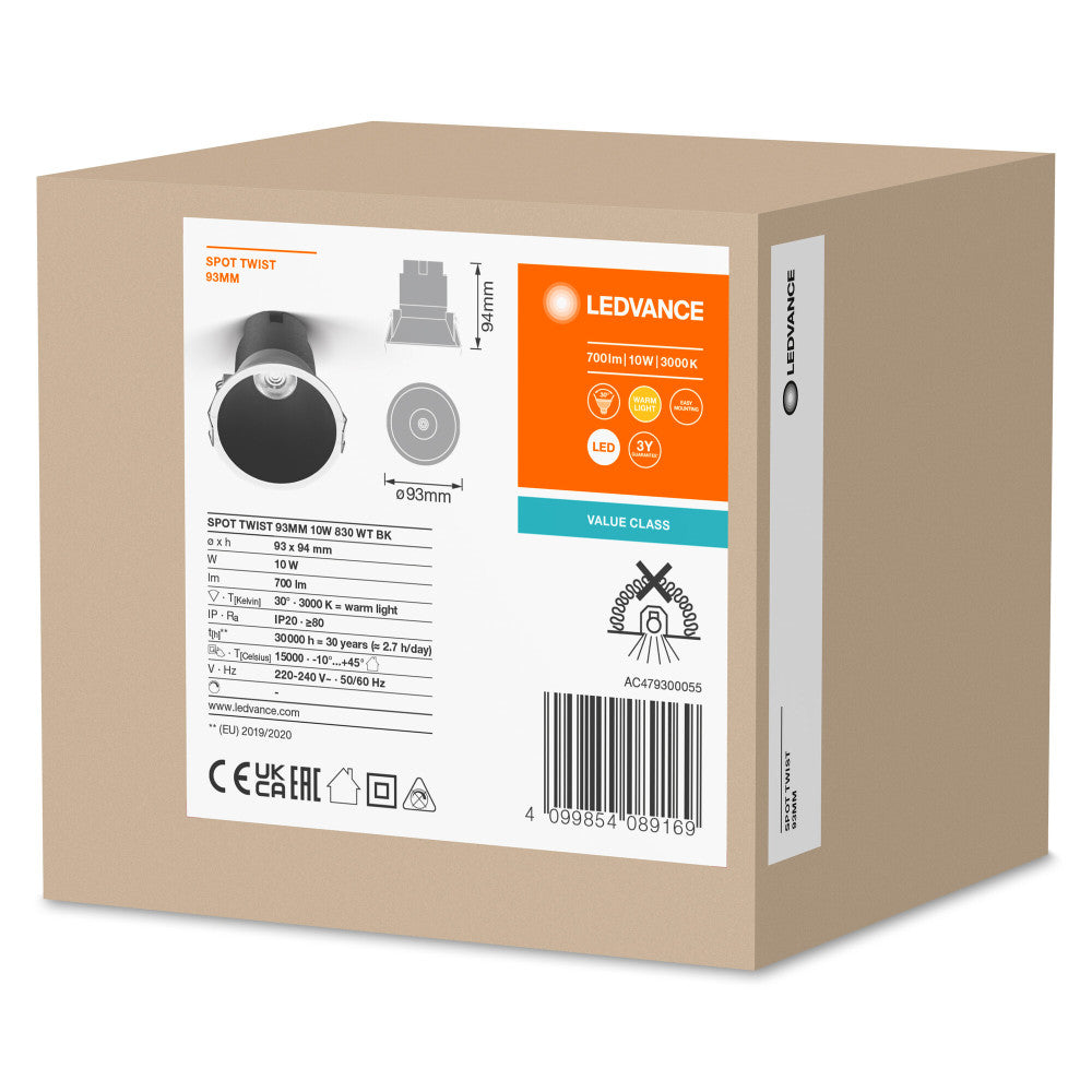 Ledvance Foco LED 10W 700Lm 3000K 30º IP20/IP20