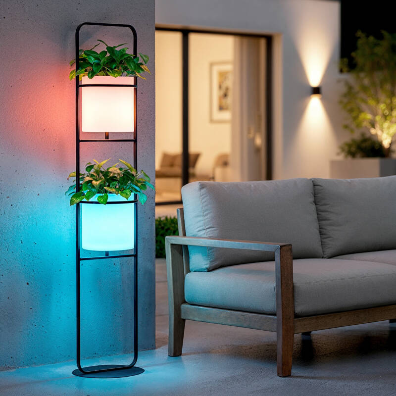 Candeeiro de Pé Exterior de Metal LED 5W RGB Vaso Ø30 cm Recarregável IP65