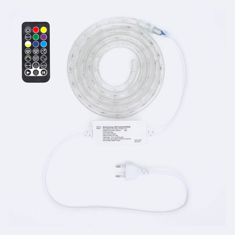 Mangueira LED Redonda 220V AC 36 LED/m RGB IP65 Corte 100 cm à Medida