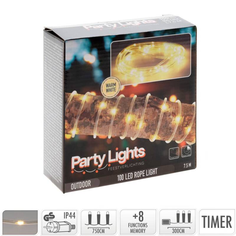 Mangueira Slim LED Redonda 220V AC 14 LED/m Branco Quente IP44 7.5m
