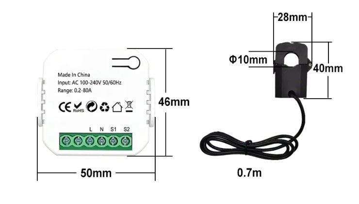 Medidor de consumo Zigbee 3.0 com pinças