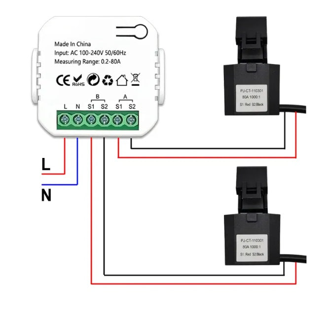 Medidor de consumo Zigbee 3.0 com pinças