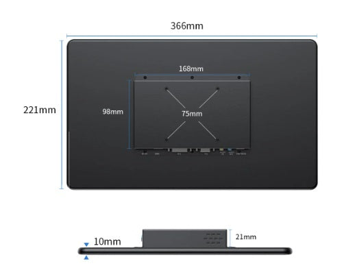 Monitor Touch Screen com HDMI, VGA, USB, Tipo-C, FHD,  1920x1080, 15.6 Polegadas