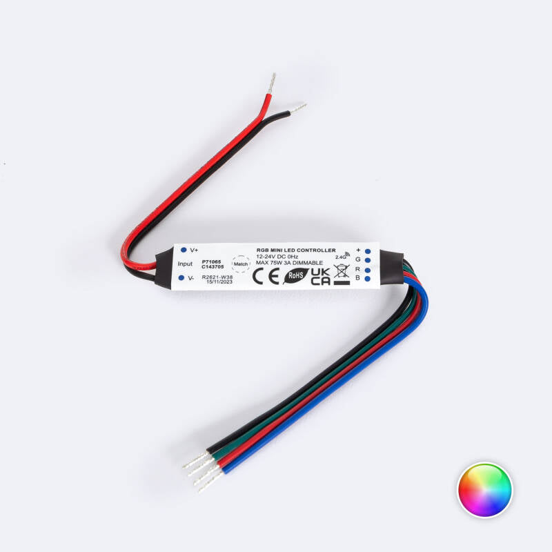 Controlador de Fita LED Monocromática/CCT/RGB 12-24V SKYDANCE V3-W Compatível com Comando RF